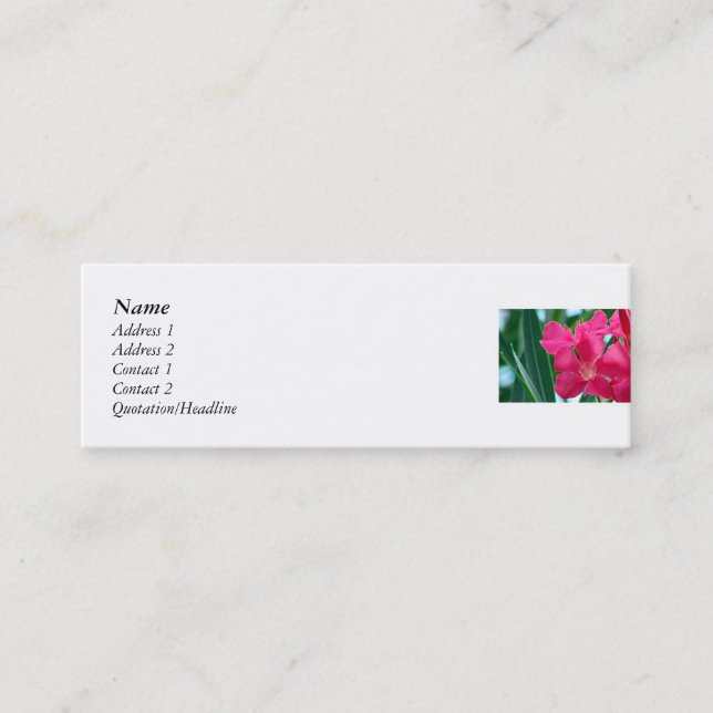 Pink Flowers Mini Business Card (Front)