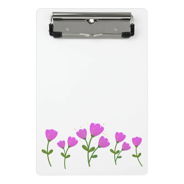 Pink Flowers Mini Clipboard (Front)