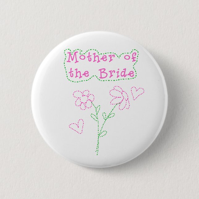 Pink Flowers Mother of Bride 6 Cm Round Badge (Front)