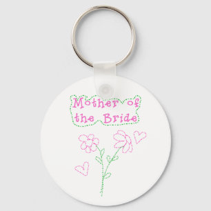 Pink Flowers Mother of Bride Key Ring