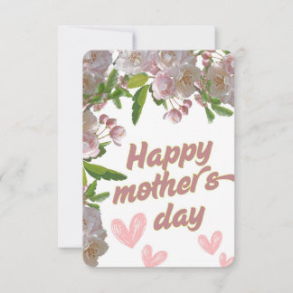 Pink Flowers Mothers Day Card