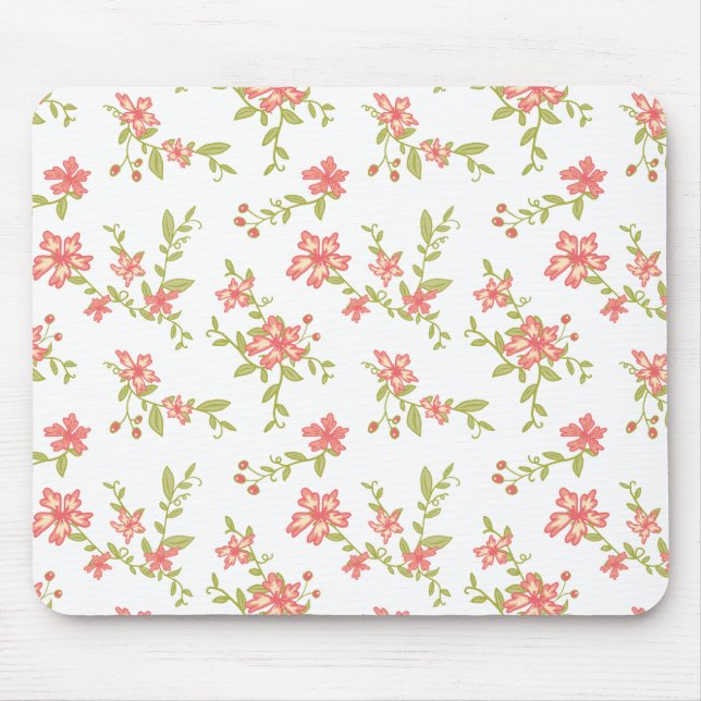 Pink Flowers Mouse Pad (Front)