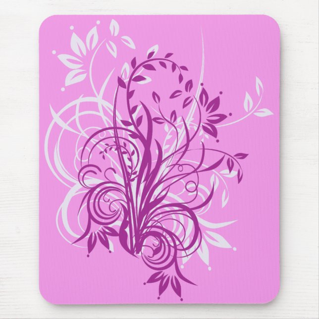 Pink Flowers Mouse Pad (Front)