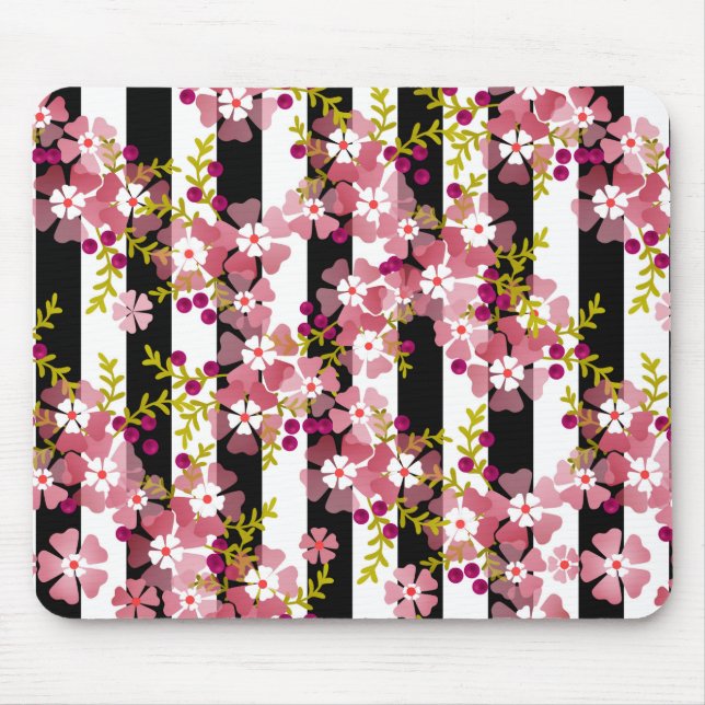 Pink flowers mouse pad (Front)