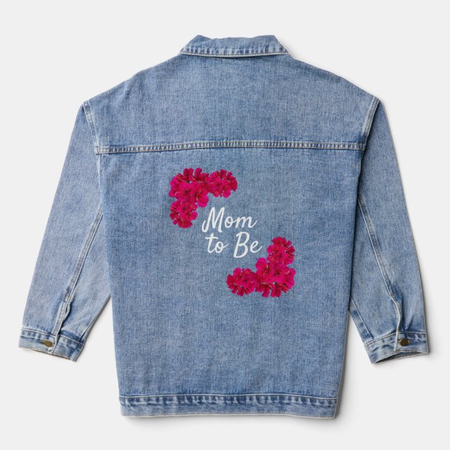 Pink Flowers Mum to Be Denim Jacket (Back)