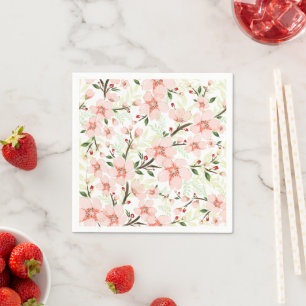 Pink flowers napkin
