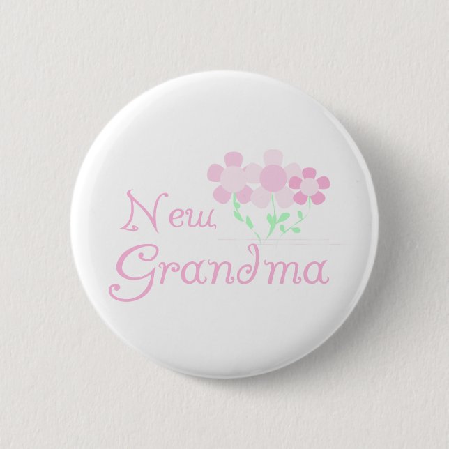 Pink Flowers New Grandma 6 Cm Round Badge (Front)