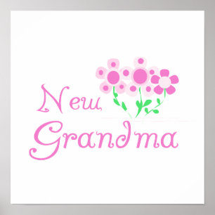 Pink Flowers New Grandma Gifts Poster