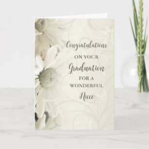 Pink Flowers Niece Congratulations Graduation Card