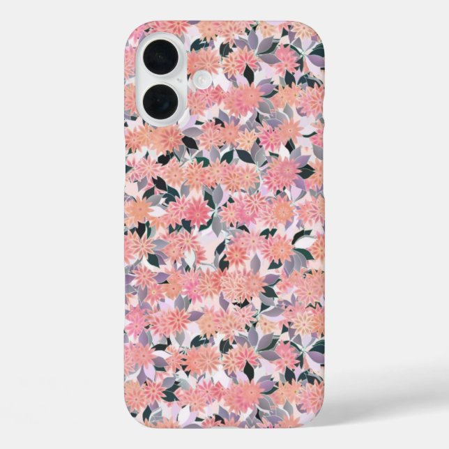 Pink flowers on a background of silver leaves Case-Mate iPhone case (Back)