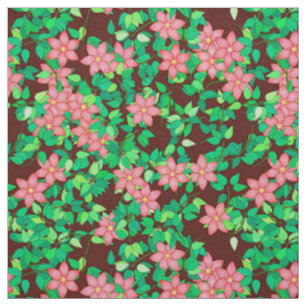 Pink flowers on a chocolate background fabric