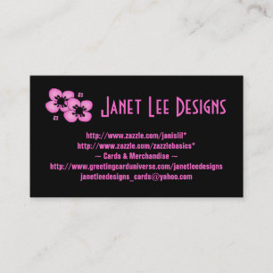 Pink Flowers on Black~Business Card