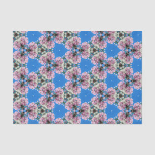 Pink flowers on blue background tissue paper