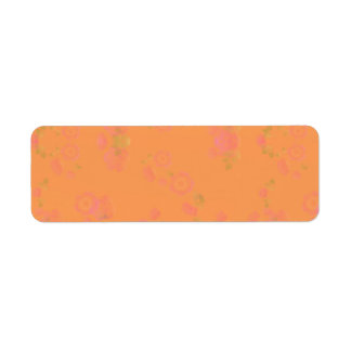 Pink Flowers on Orange Background Blank Label