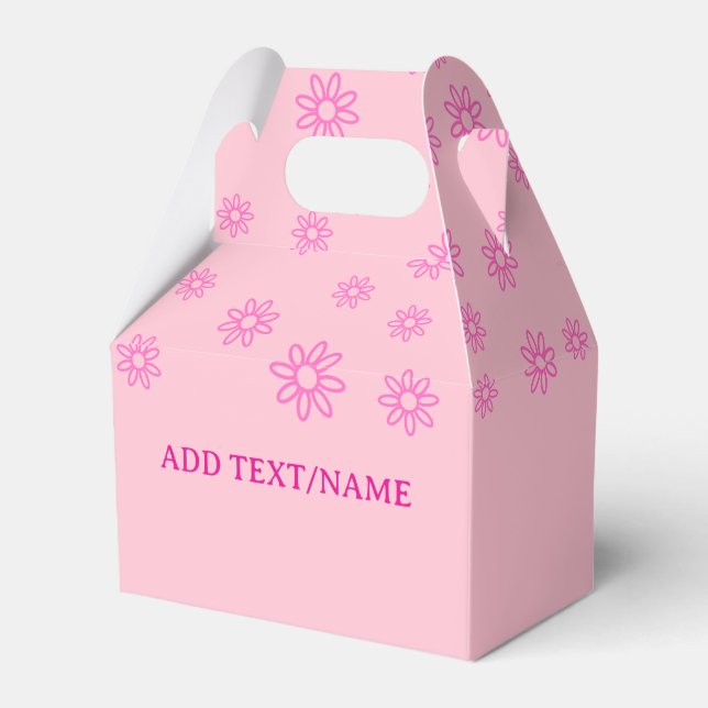 Pink Flowers on Pastel Pink Favour Box (Front Side)
