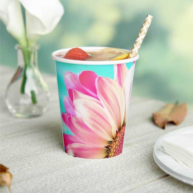 Pink Flowers Paper Cups (Insitu)
