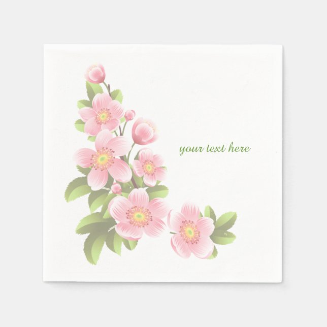 Pink Flowers Paper Napkin Set (Front)