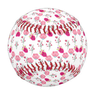 Pink Flowers Pattern Baseball