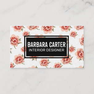 Pink Flowers Pattern Business Card
