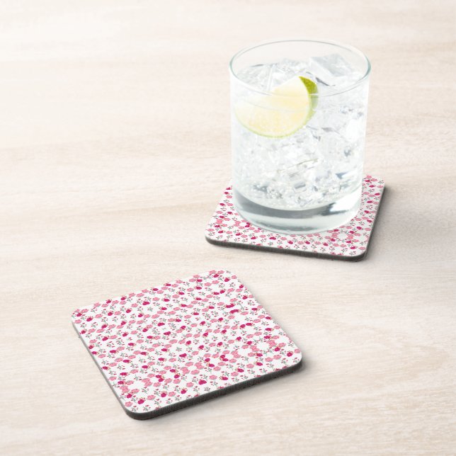 Pink Flowers Pattern Coaster (Right Side)