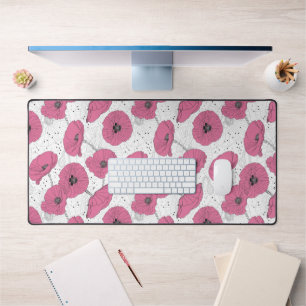 Pink Flowers Pattern Desk Mat