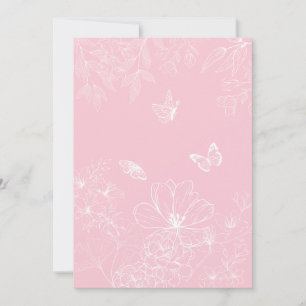 Pink Flowers Pattern, Floral, Pattern, Minimalist Holiday Card