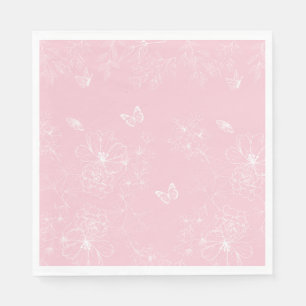 Pink Flowers Pattern, Floral, Pattern, Minimalist Napkin