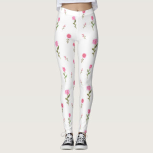pink flowers pattern leggings