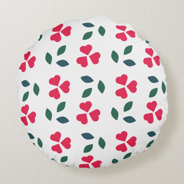 Pink Flowers Pattern Round Cushion (Back)