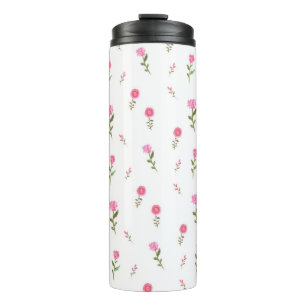 pink flowers pattern thermal tumbler