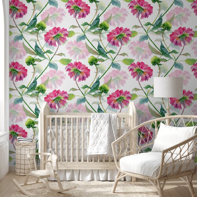 Pink flowers pattern wallpaper (Kids)
