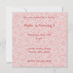Pink Flowers Personalised Invitation