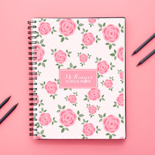 Pink Flowers Personalised Spiral Notebook
