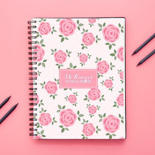 Pink Flowers Personalised Spiral Notebook (Creator Uploaded)