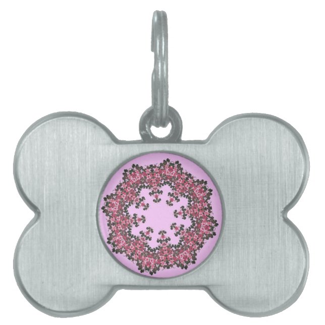 Pink Flowers Pet Tag (Front)