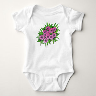 Pink Flowers Phlox Baby Bodysuit