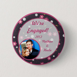 Pink Flowers Photo Button