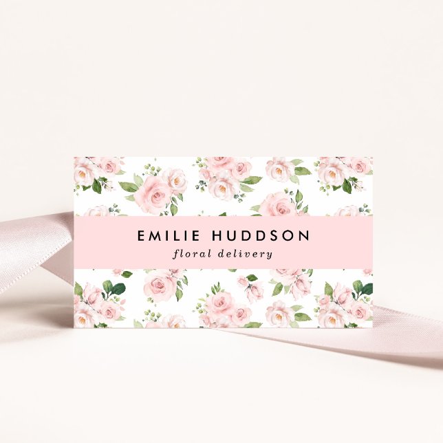 Pink Flowers, Pink Roses, Floristry, Flower Shop Business Card (Creator Uploaded)