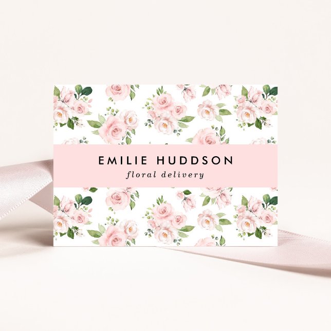 Pink Flowers, Pink Roses, Floristry, Flower Shop Business Card (Creator Uploaded)