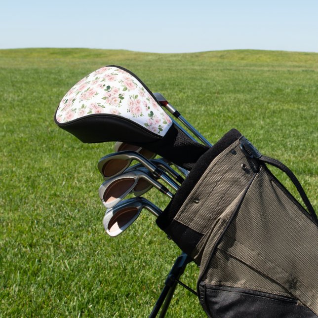 Pink Flowers, Pink Roses, Watercolor Flowers Golf Head Cover (In Situ)