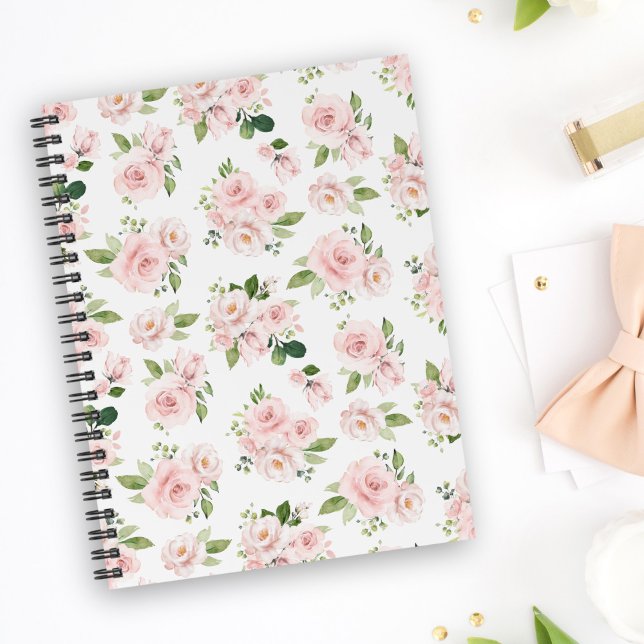 Pink Flowers, Pink Roses, Watercolor Flowers Notebook (Creator Uploaded)