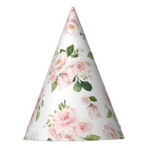 Pink Flowers, Pink Roses, Watercolor Flowers Party Hat