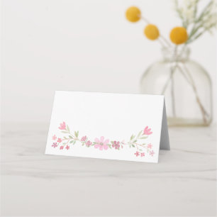 Pink flowers place card