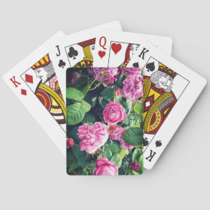 Pink flowers playing cards