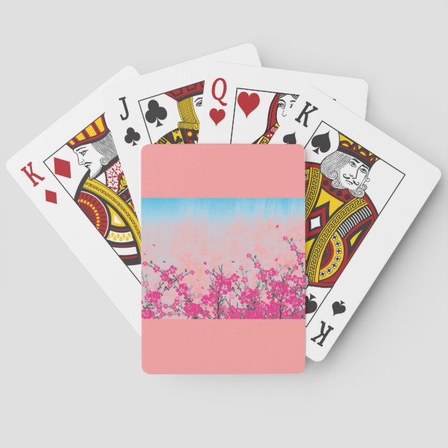 Pink Flowers Playing Cards (Back)