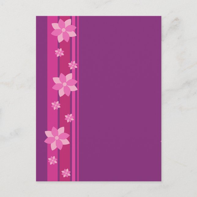 Pink Flowers Postcard (Front)