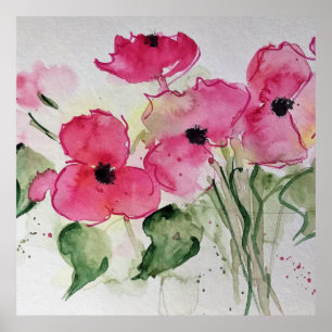 pink flowers poster