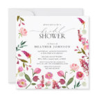 Pink Flowers QR Code Watercolor Bridal Shower