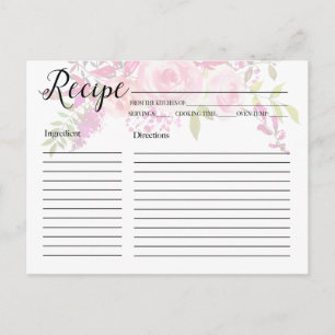 Pink Flowers Recipe Cards