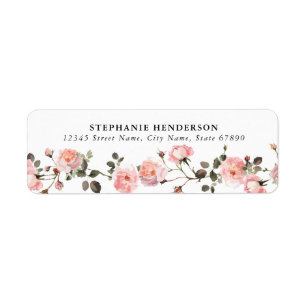 Pink Flowers Return Address Labels